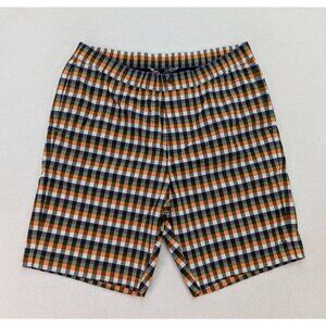 QOR Men's Swim Shorts Trunks Size 36 Blue Green Orange Plaid NEW